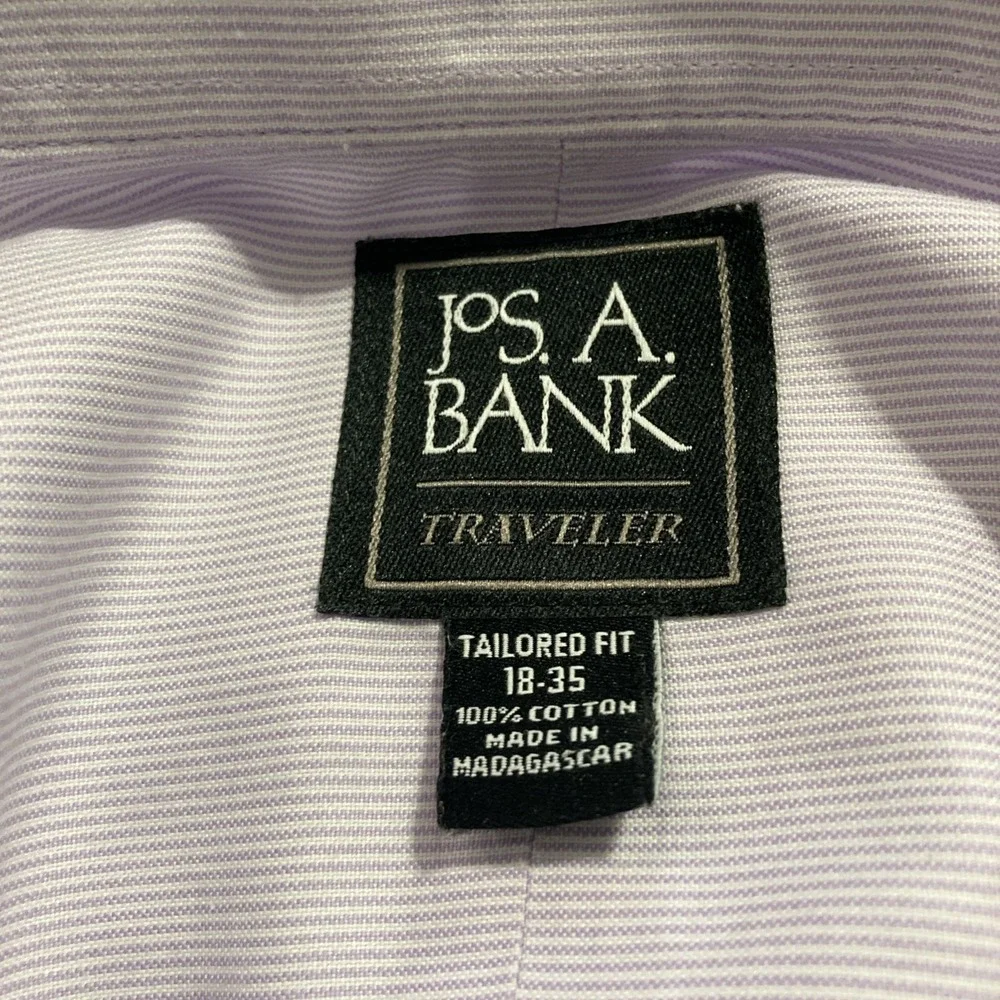 Jos A Bank Traveler Lavender Striped Long‎ Sleeve Button-Up w/Pocket - SZ 18-35